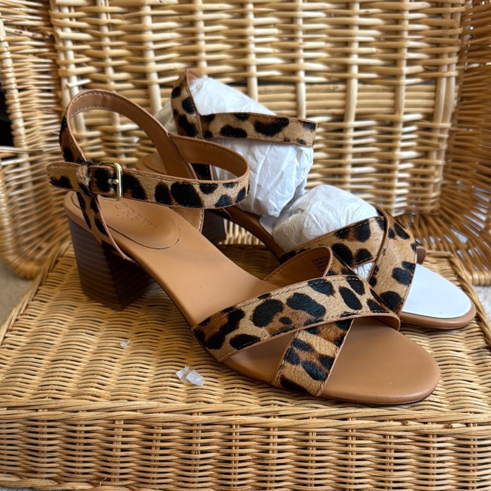 J. Crew Animal Print Heels with Block Heel